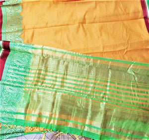 Cotton Silk sarees (Yellow with Green border)