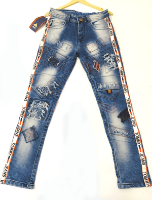 Stylish & Trending Side Stripped Heavy Damage Jeans