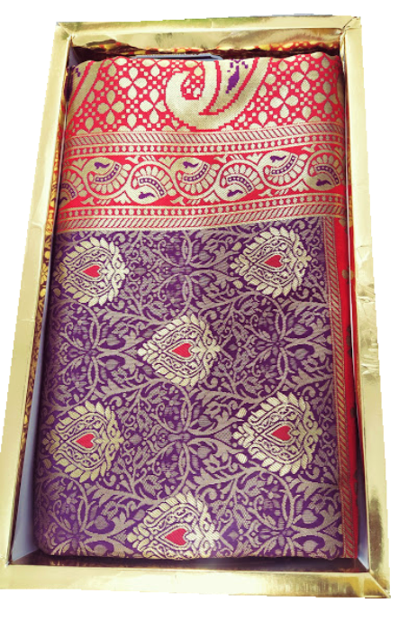 Banarasi Kanjivaram Silk Saree ( Violet with Red border)