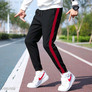 Black with Red stripe Joggers